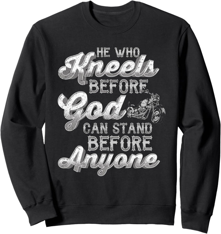 Knie nieder Gott Biker Männer Motorrad wiedergeboren Sweatshirt
