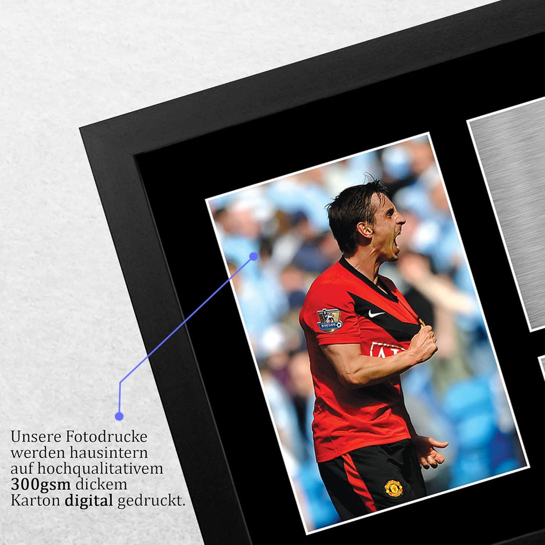 HWC Trading Gary Neville Gifts gedrucktes Autogramm für Fans und Fans, A4 gerahmt