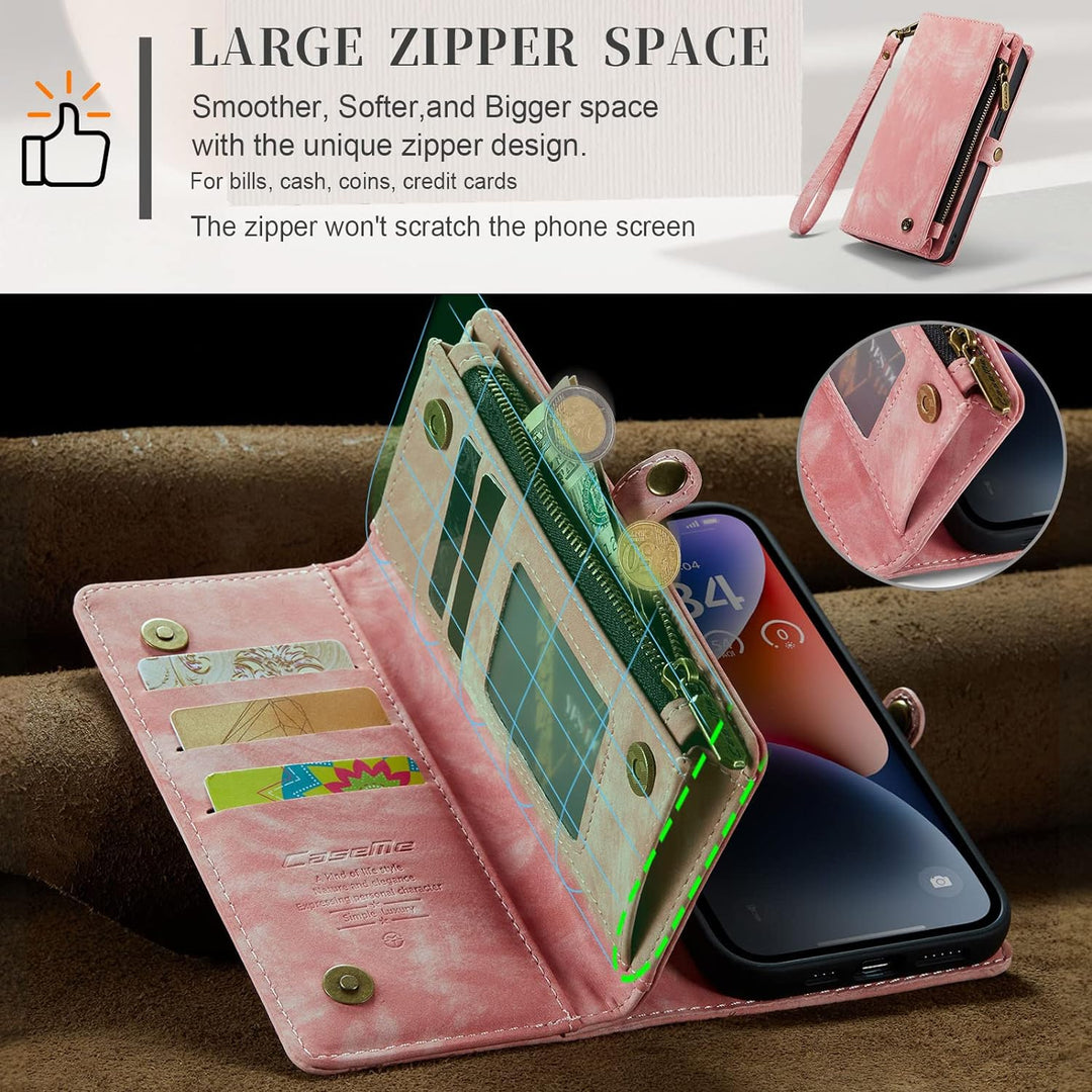 UFinetech iPhone 14 Hülle, Flip Leder TPU Stossfeste Kartenfach Tasche Handyhülle iPhone 14 (6,1 Zol