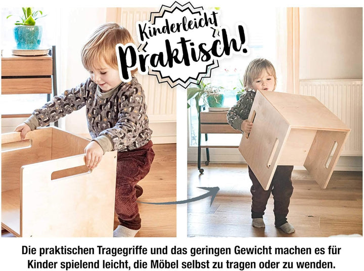 Ehrenkind® Kinder Hocker | Vielseitig & Stabil | Montessori Hocker | Wendehocker aus Birkenschichtho