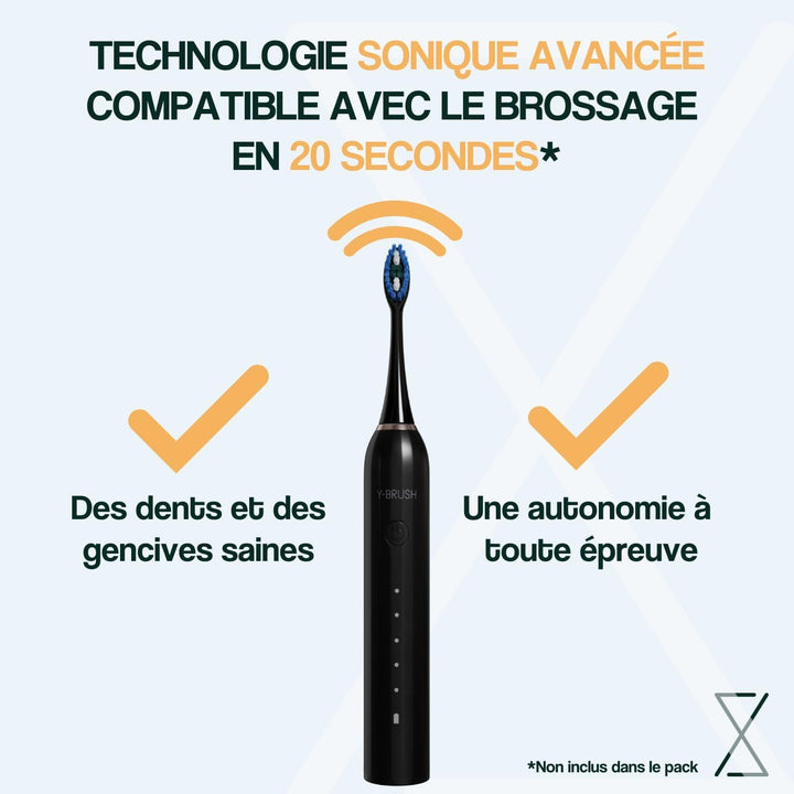 Y-Brush CleanMate Elektrische Schallzahnbürste, wiederaufladbar, USB-C – 2 Monate Akkulaufzeit – 5 P