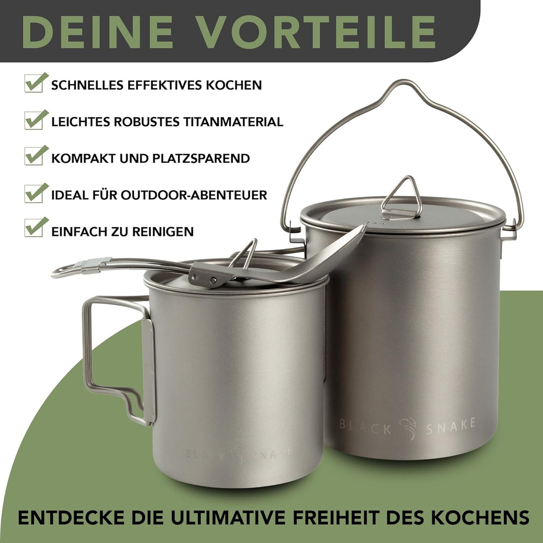 Black Snake® Wander Kochgeschirr Set 'Titanium' ultraleichtes Campinggeschirr Einheitsgrösse Titan,