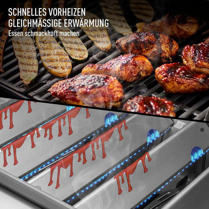 66032 Edelstahl Flavorizer Bars für Weber Genesis II/LX 300, Aromaschienen für Weber Genesis GS4 II