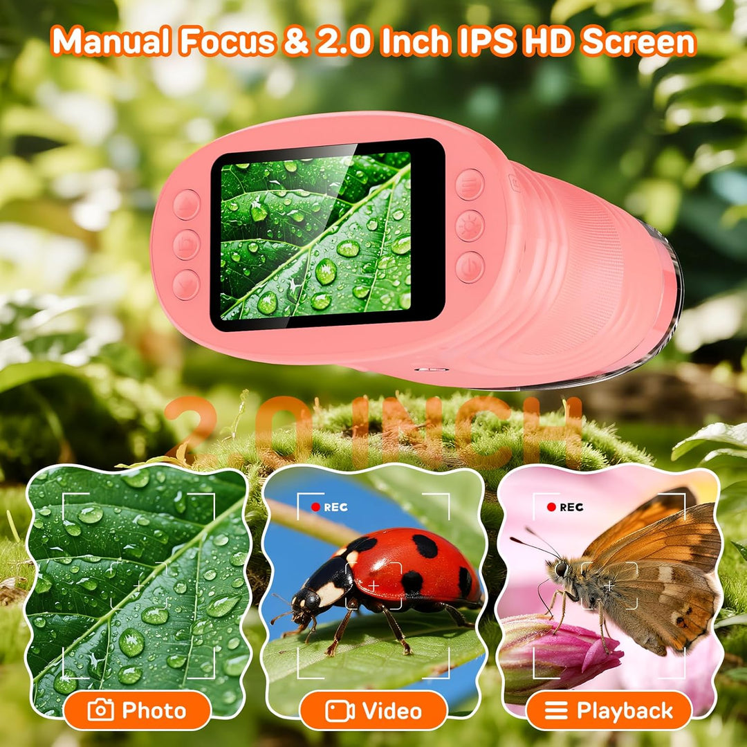 Handy Digital Mikroskop für Kinder, 1080P HD 2.0" Bildschirm Taschenmikroskop, Microscope LED Lights