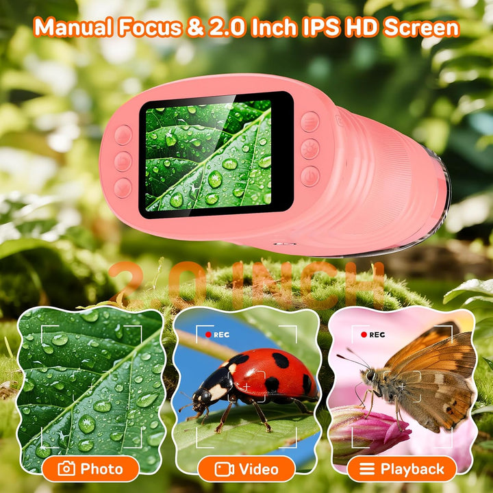 Handy Digital Mikroskop für Kinder, 1080P HD 2.0" Bildschirm Taschenmikroskop, Microscope LED Lights