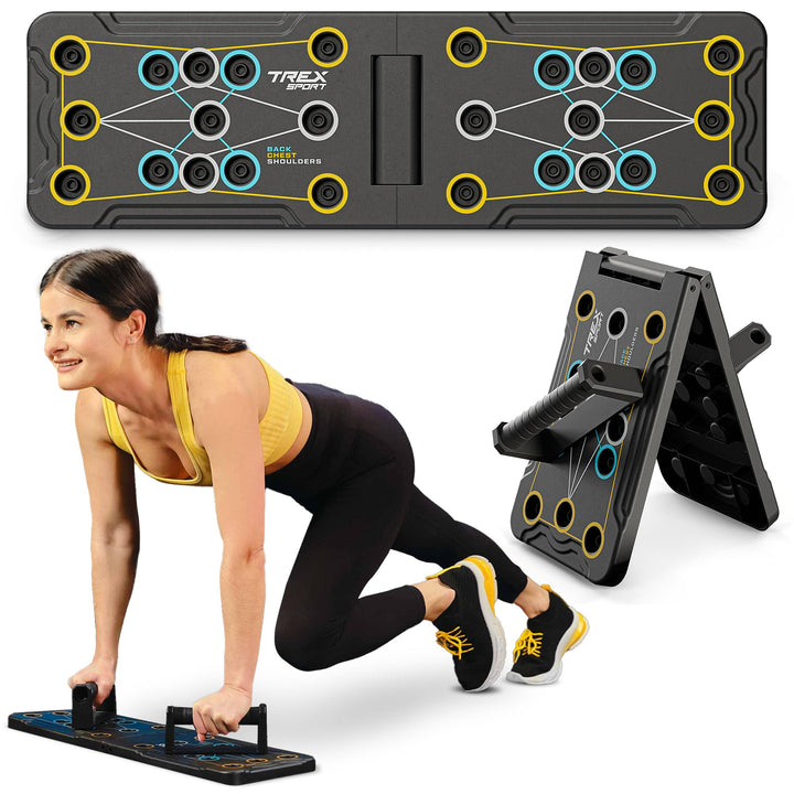 TREX SPORT Push Up Board Faltbares Liegestützbrett TX-010PUB | Multifunktionales Trainingsgerät für