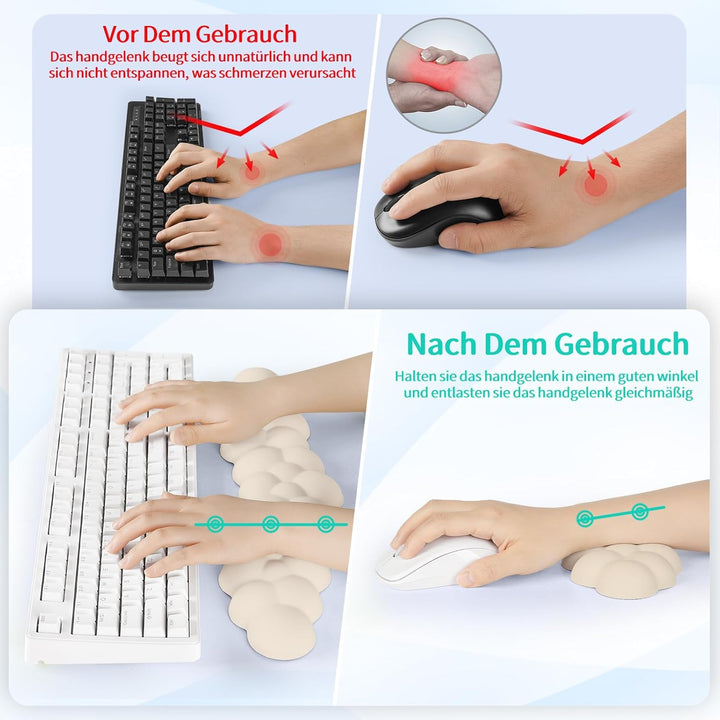 Handballenauflage Tastatur Wolke, Ergonomische Handauflage Mit PU Leder Memory Schaum, Cloud Wrist R