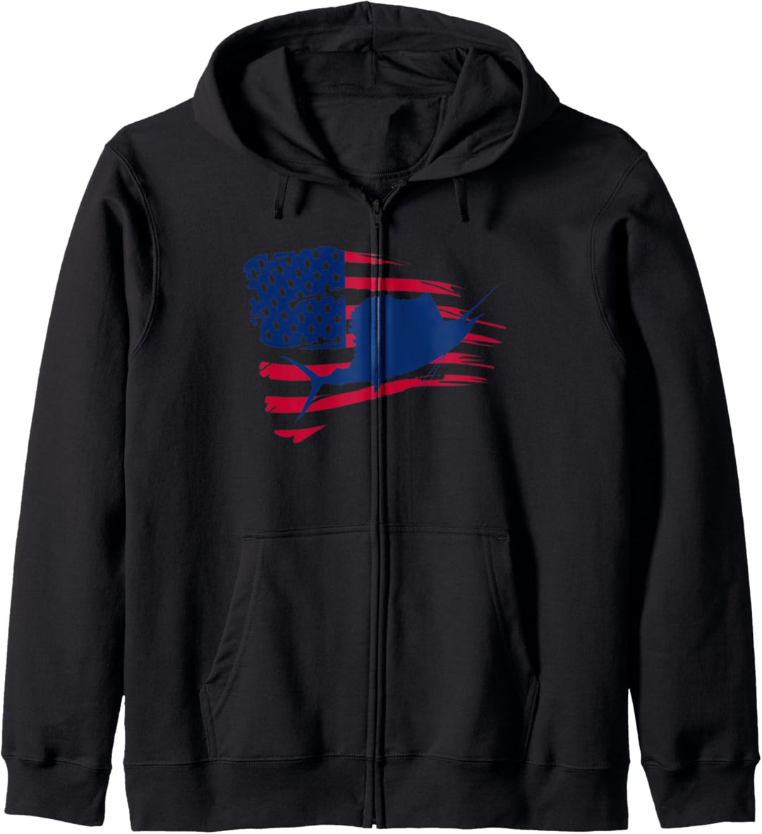 Sailfish Amerikanische Flagge Salzwasserfischen Tiefseefisch Kapuzenjacke