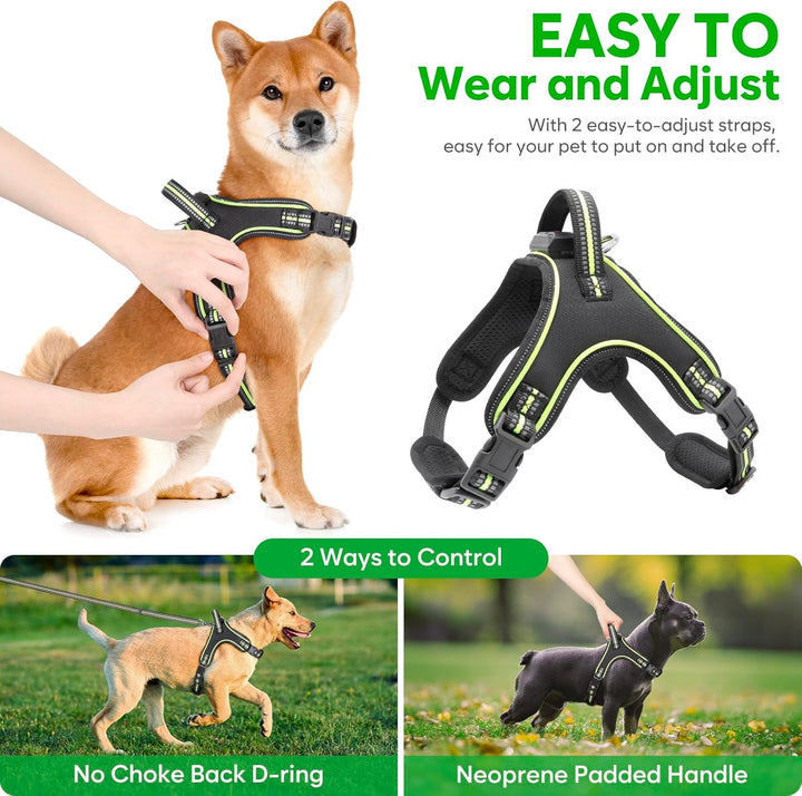 Light Up Light Hundegeschirr Leuchtend Aufladbar, LED Hundegeschirr mit Griff, Reflektierende Brustg