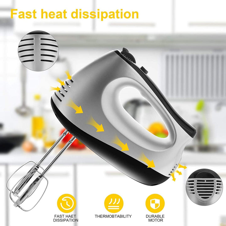 NWOUIIAY Handmixer Elektrisch 500W Handrührer 5 Drehzahl Turbinenfunktion Handrührgerät mit 2 Mixer,