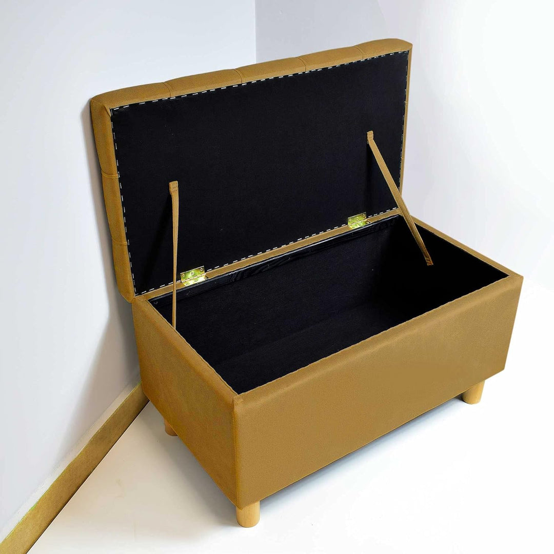 Comfort-Pur Leon Sitzbank Sitzpuff Pouf Sitztruhe mit Stauraum Aufbewahrungsbox (Gold), Gold
