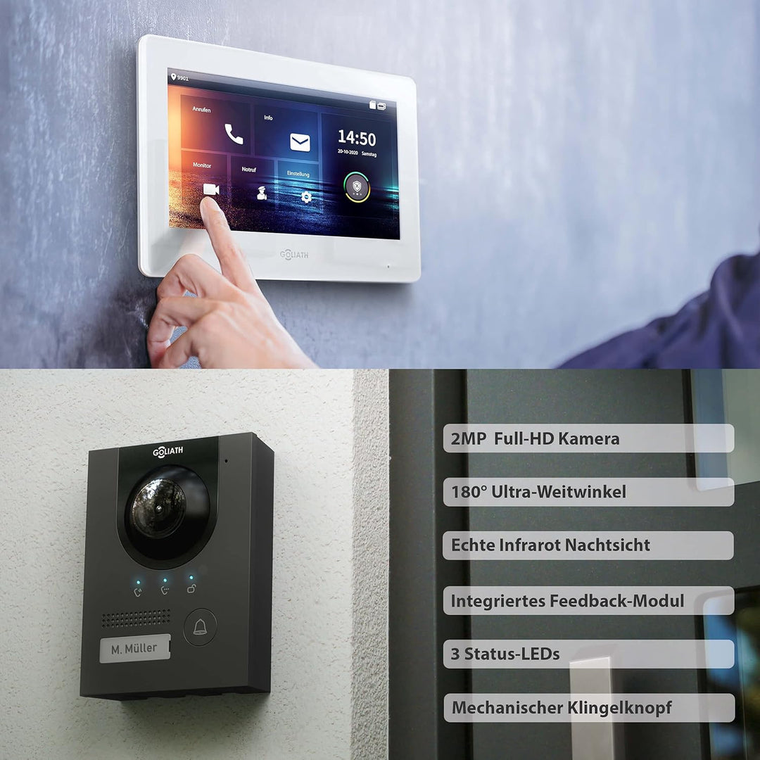 Goliath Hybrid | IP | Full-HD Video Türsprechanlage | App | 1-Fam | 2 x Full-Touchscreen 17,78 cm (7