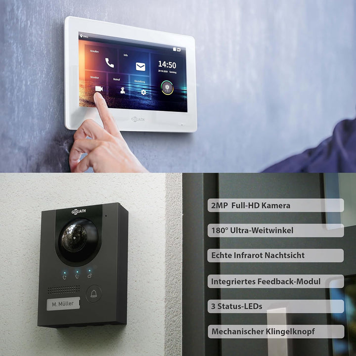 Goliath Hybrid | IP | Full-HD Video Türsprechanlage | App | 1-Fam | 2 x Full-Touchscreen 17,78 cm (7