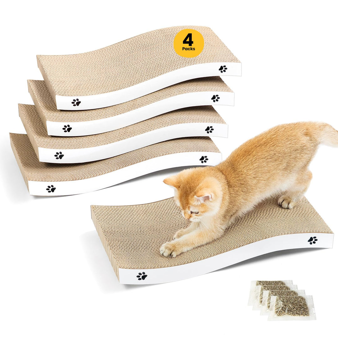 Katzen Kratzbrett aus Pappe – Kratzbretter Katze mit Wellenform, langlebige Kratzmatte als Möbelschu