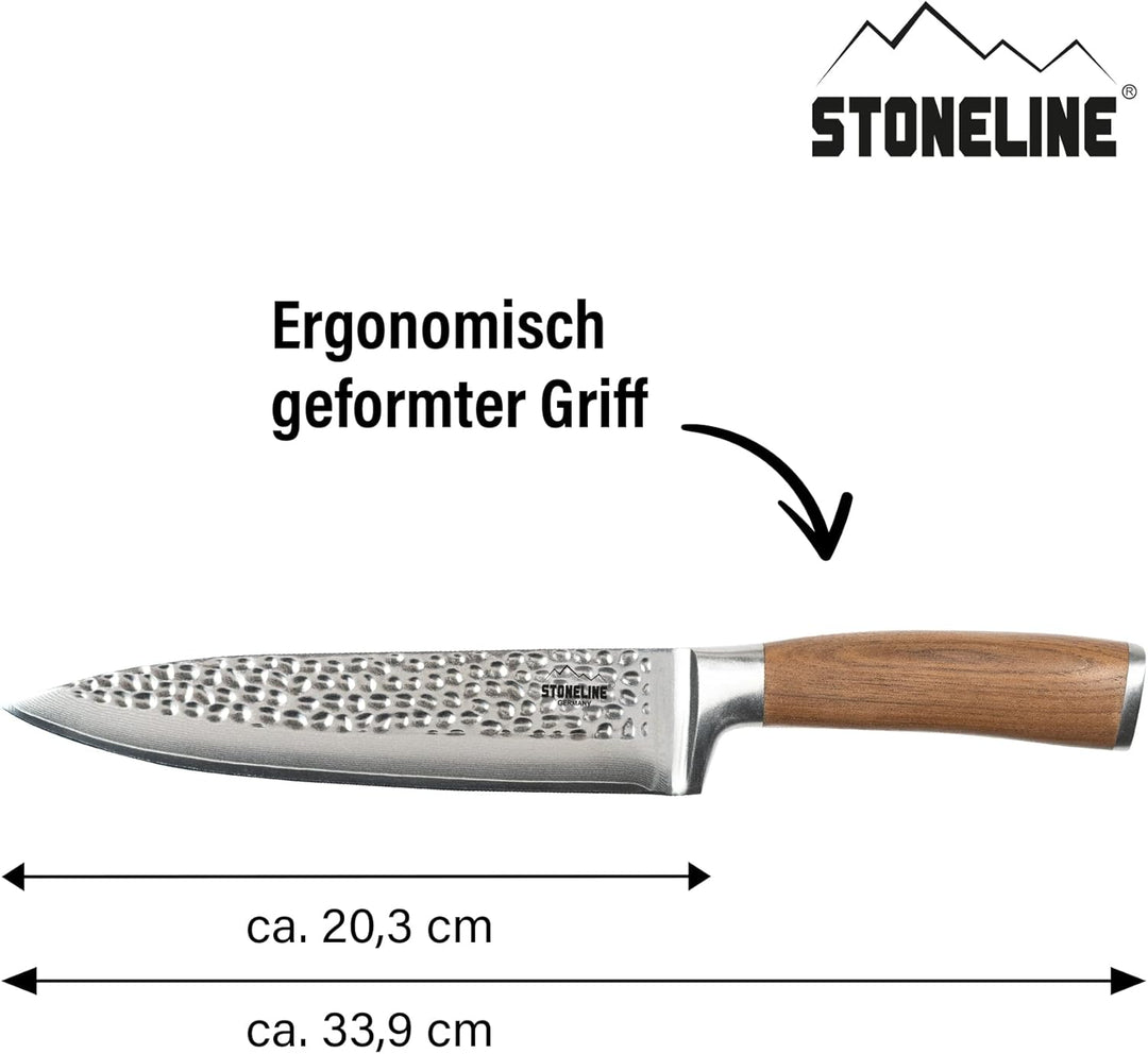 STONELINE Hammerschlag Damastmesser Kochmesser extrem scharfe 20 cm Klinge aus 67 Lagen, Damast Prof