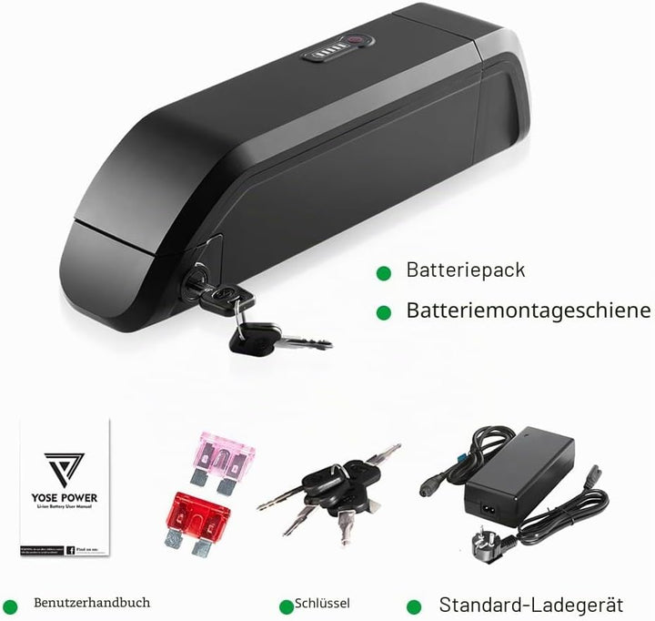 YOSE POWER Ebike Akku 36V 11.6Ah/14Ah SF-06 Batterie für 36V 250W / 350W /500W /800W Motor passt auf