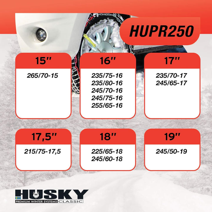 SUMEX HUPR250 4WD Husky Professional Schneeketten 16 mm HUPR250 Metall, 16 mm, HUPR250 Metall, 16 mm