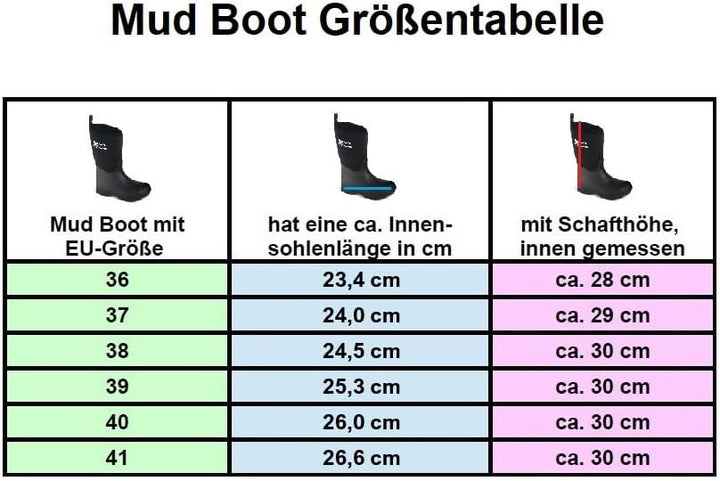 PS Pferdeartikel Mud Boot - Neopren Stiefel, Gummistiefel, halbhoch, Rain Boots 40 EU Schwarz, 40 EU