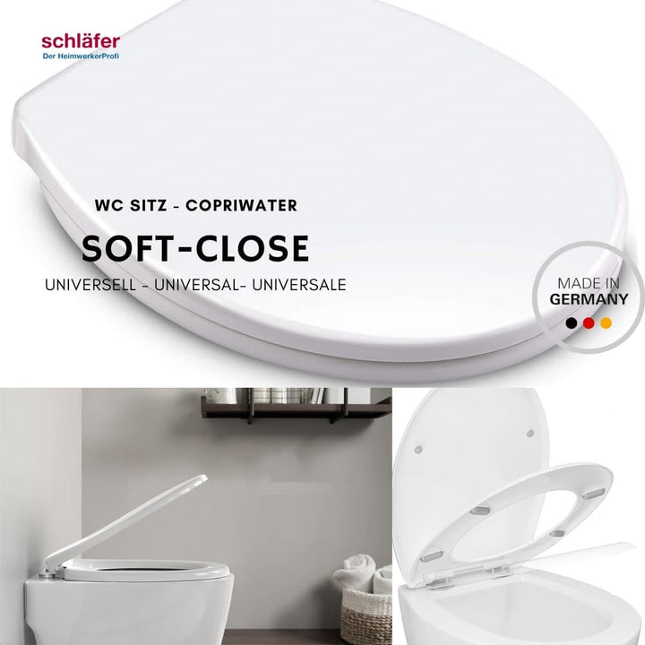 Schläfer | 4664101 - Universal-Toilettendeckel mit Soft-Close, WC Deckel Soft-Close, Quick-Release W