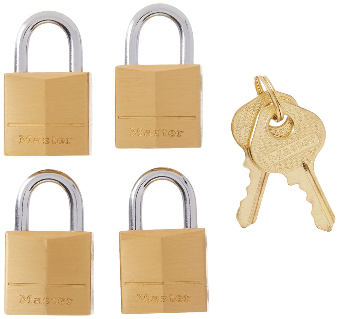 Master Lock Vorhängeschloss, massives Messing, 1,9 cm breit, 120Q (4 gleichschliessend) 4 Pack, 4 Pa
