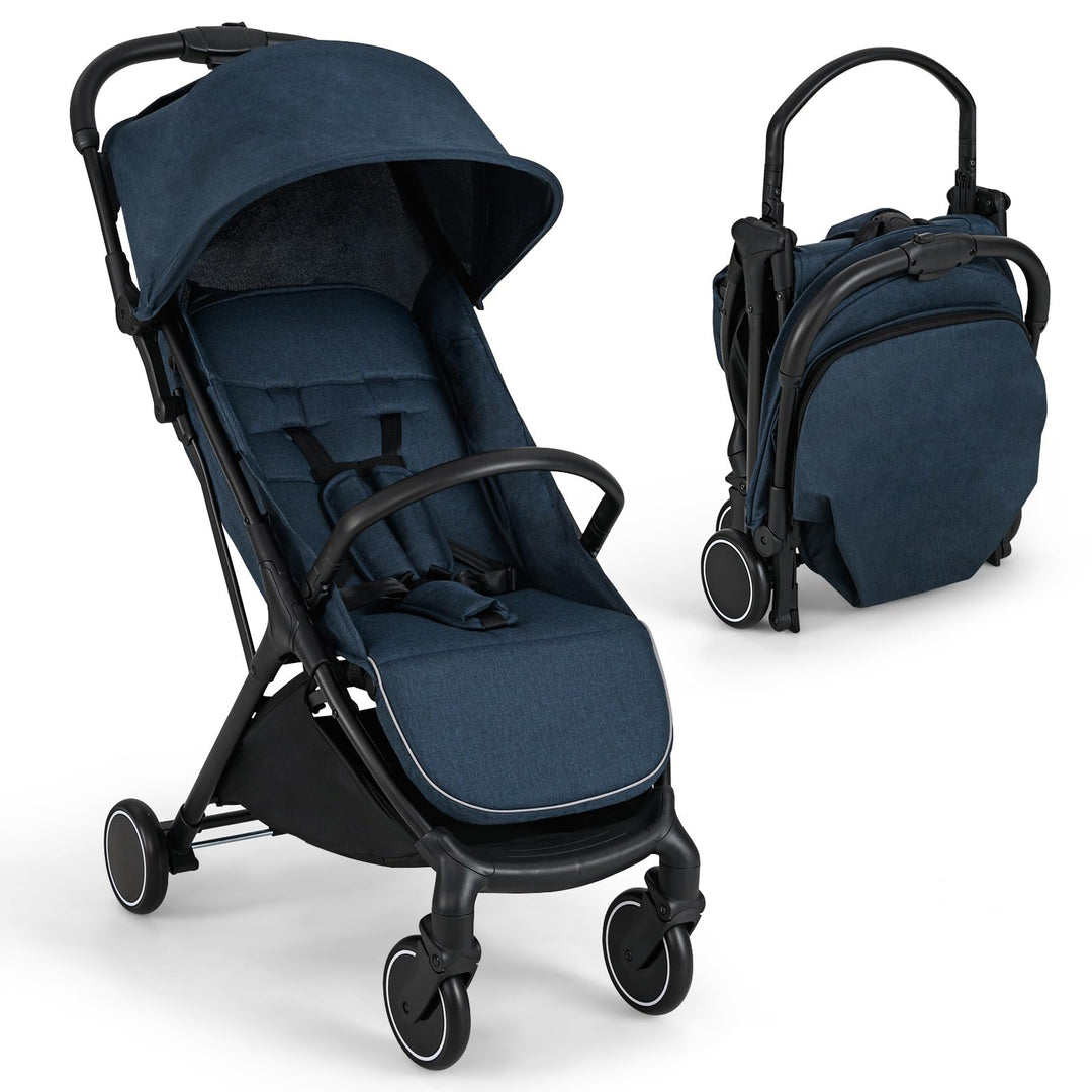 COSTWAY Kinderwagen klappbar, Reisebuggy mit Liegefunktion, Kinderbuggy tragbar mit verstellbarer Rü
