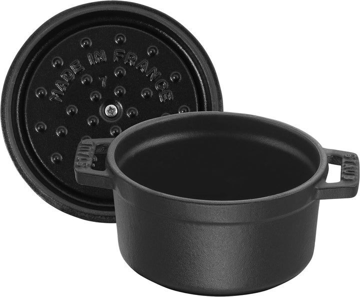 STAUB Gusseisen Mini Cocotte, Rund 12 cm, 0,25 L, Aromaregen Funktion, Für alle Herdarten geeignet,