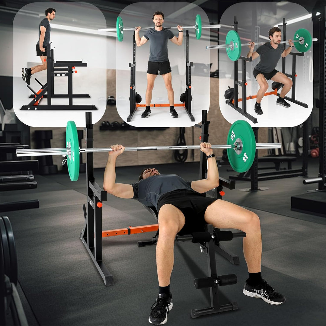 ISE Hantelständer Squat-Rack,hantelständer,langhantelständer mit 7 Höhenverstellbar Langhantelablage
