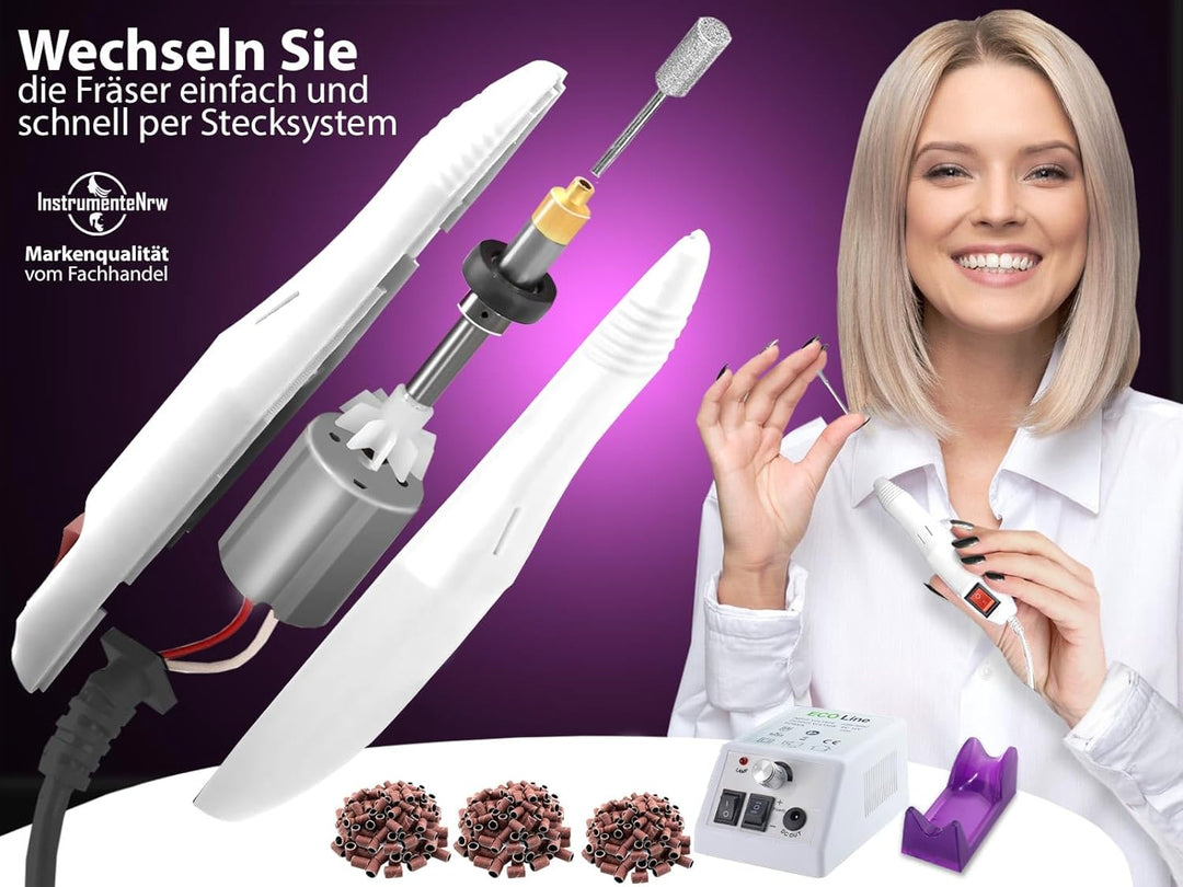 Hornhautentferner Set Schleifgerät mit 150 Schleifhülsen und