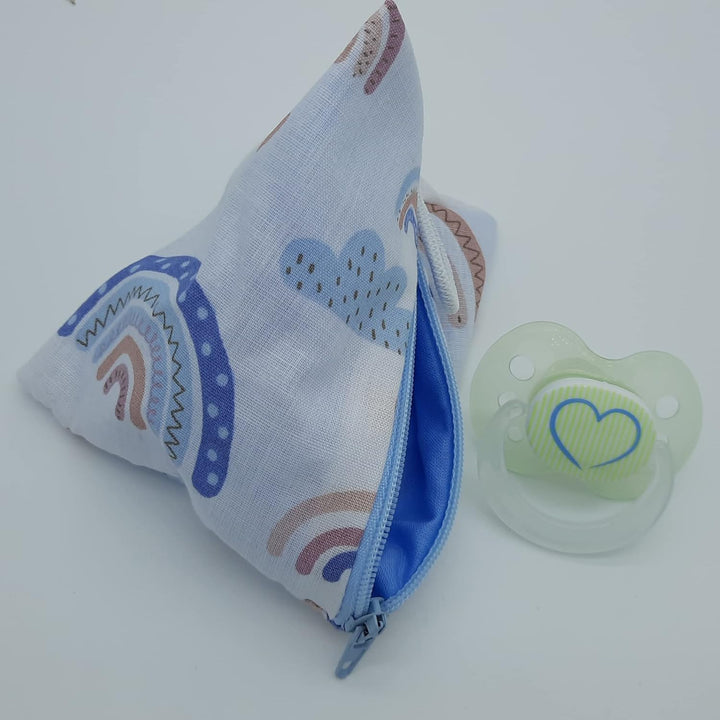 Grosse Windeltasche XXL mit Name personalisiert - Wickeltasche Regenbogen hellblau 2. Hellblau Innen