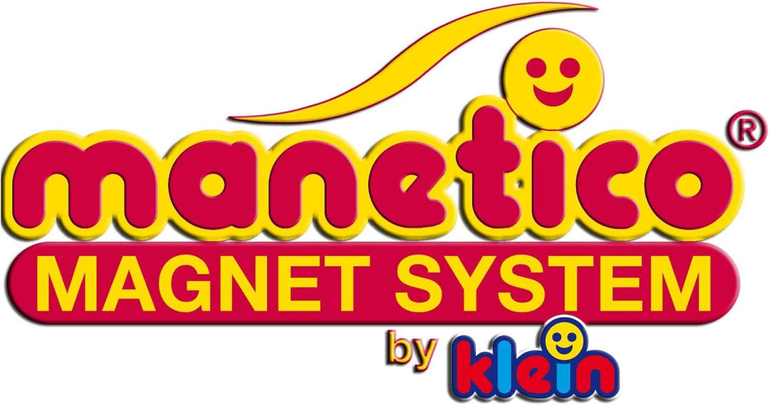 Theo Klein 635 Manetico Basic-Box, mittel | 25 Verschiedene Bunte Magnet-Bausteine | 6 Karten mit Ba