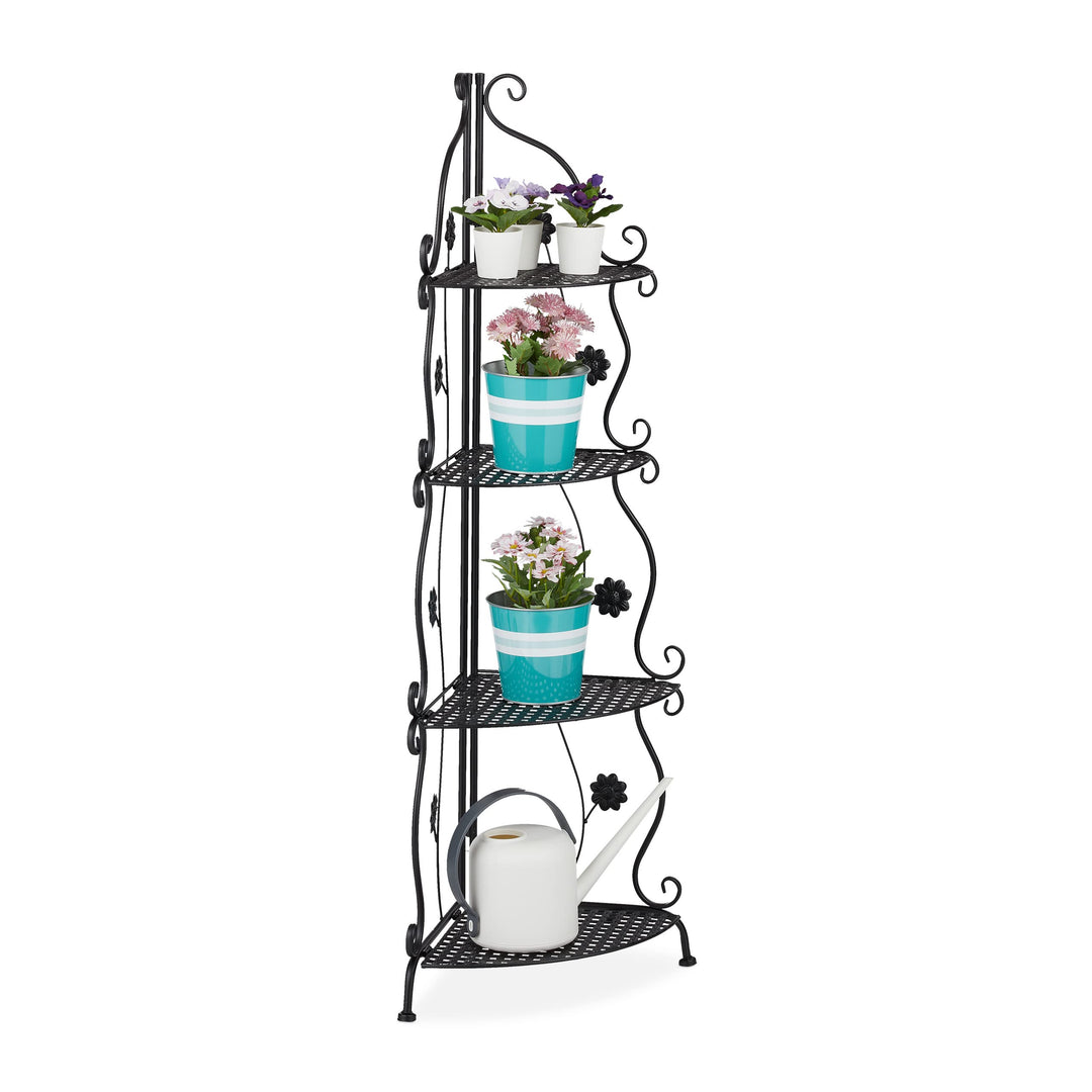 Relaxdays Blumenregal Metall, 4-stufiges Pflanzenregal, innen & aussen, HxBxT 113,5 x 31 x 31 cm, Re