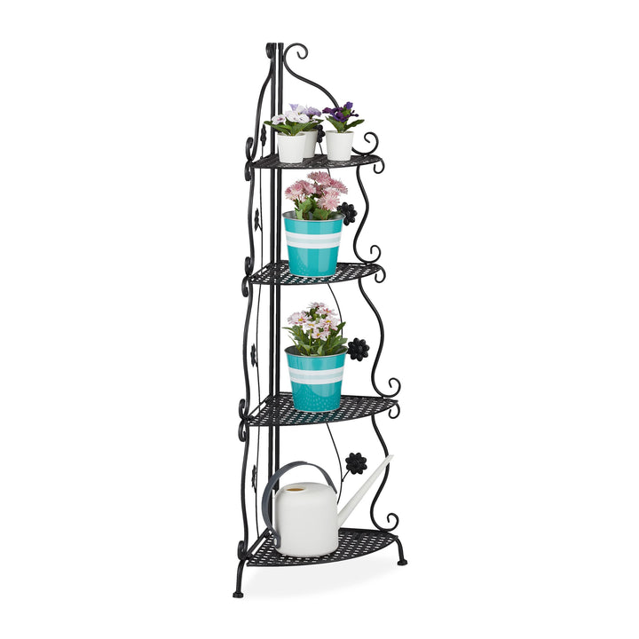 Relaxdays Blumenregal Metall, 4-stufiges Pflanzenregal, innen & aussen, HxBxT 113,5 x 31 x 31 cm, Re