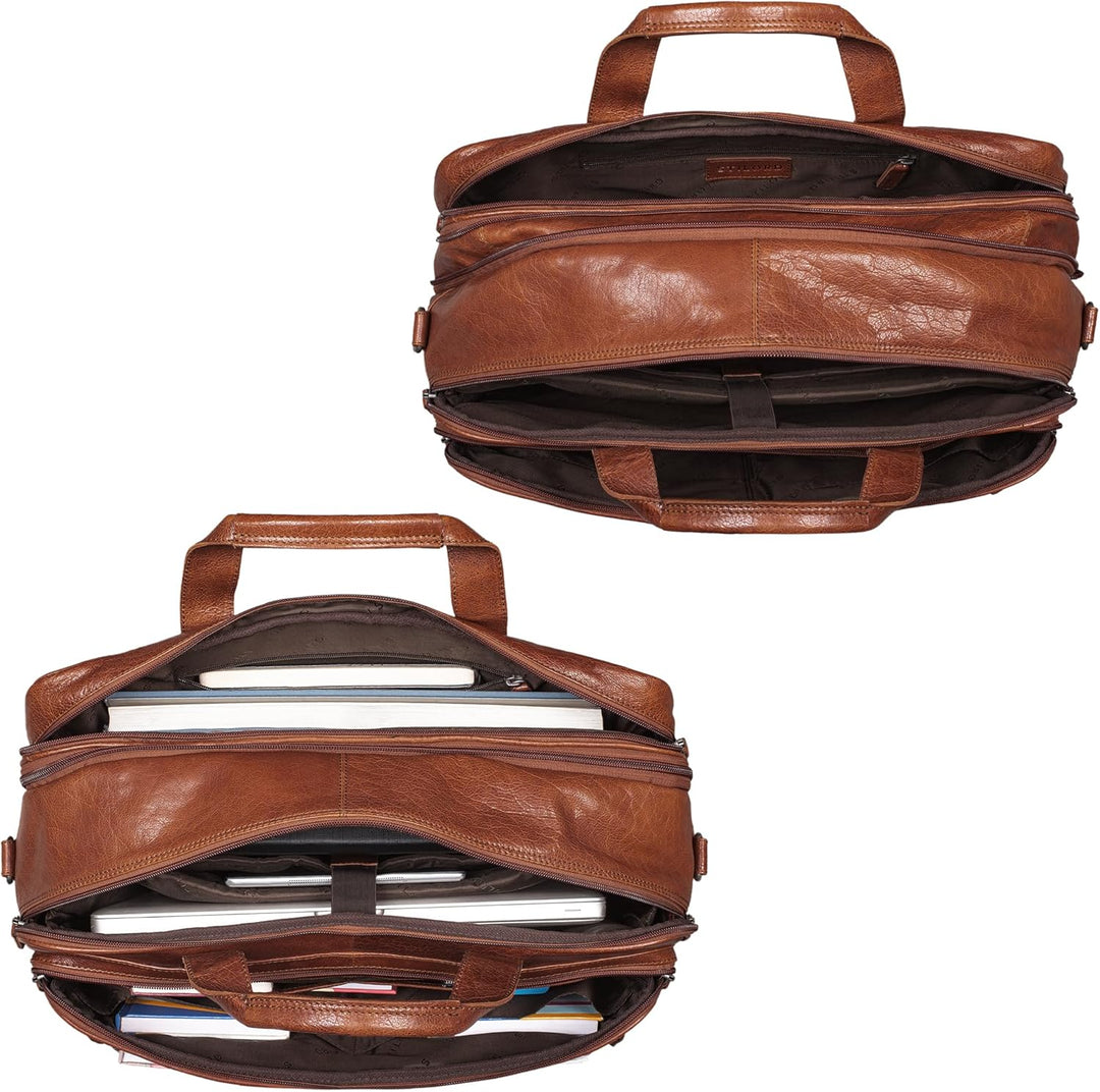 STILORD 'Gigantus' XXL Aktentasche Leder Laptoptasche 17,3 Zoll bis 19 Zoll Sehr Grosse Umhängetasch