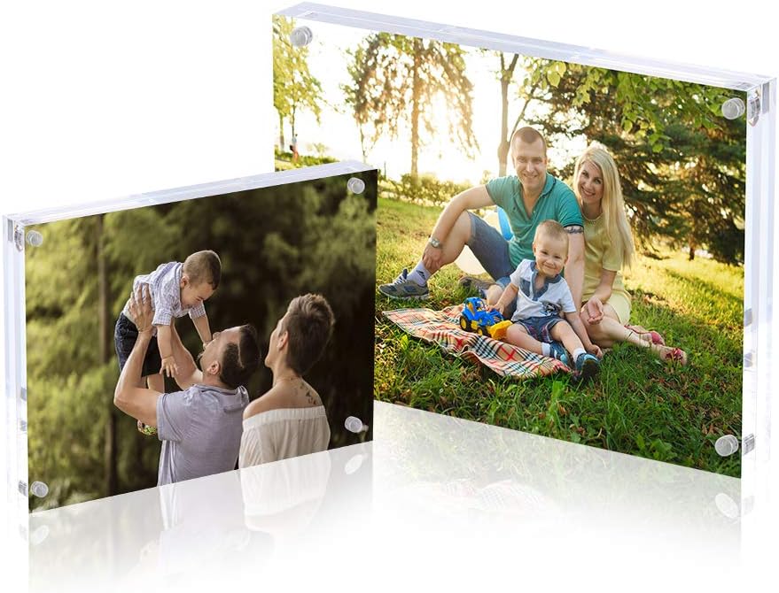 AMEITECH 13x18 cm Acryl-Fotorahmen, Magnetische Bilderrahmen, 10 + 10 MM Dicke Ständer in Schreibtis
