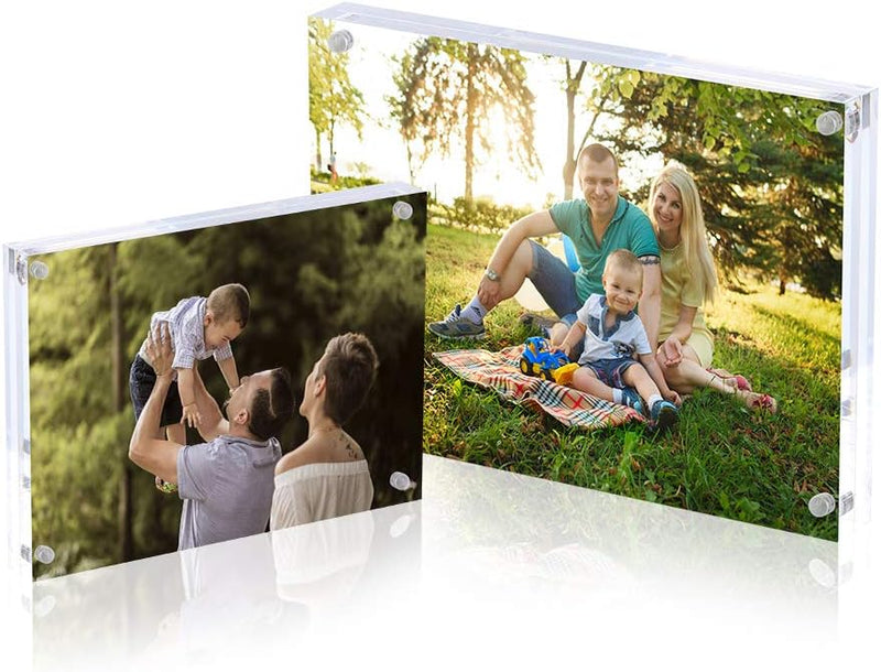 AMEITECH 13x18 cm Acryl-Fotorahmen, Magnetische Bilderrahmen, 10 + 10 MM Dicke Ständer in Schreibtis