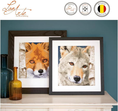 Lanarte Zählmusterpackung Wolf Zählstoff Kreuzstichpackung, Baumwolle, Mehrfarbig, 35 x 35 x 0.3 cm,