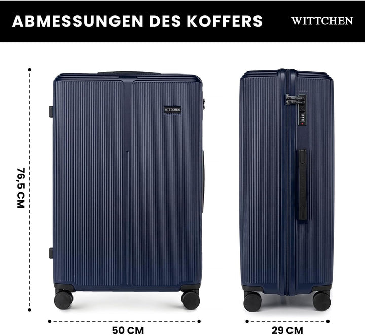 WITTCHEN Stripes Line Kofferset 3-teilig | ABS-Hartschalenkoffer, 4 Rollen 360° | Koffer Set Handgep