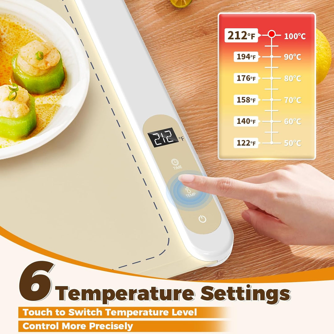 Upgrade Warmhalteplatte für Speisen Speisenwärmer, 5s Graphen Vollflächen Schnellheizung, 6-stufig e