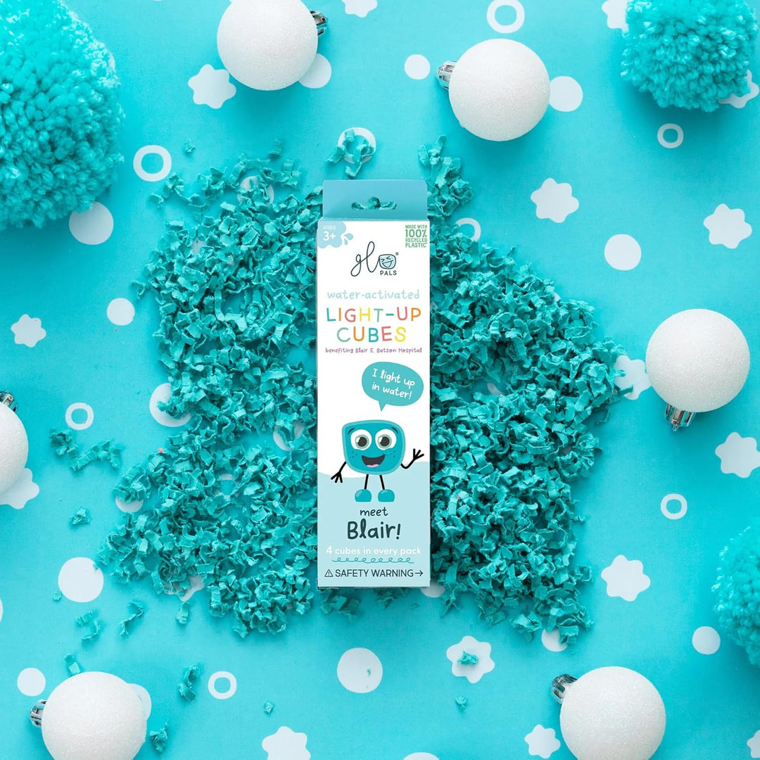 Glo Pals Blair Leuchtwürfel, 4er-Set, Wasserspielzeug mit Leuchteffekt Blau, Blau