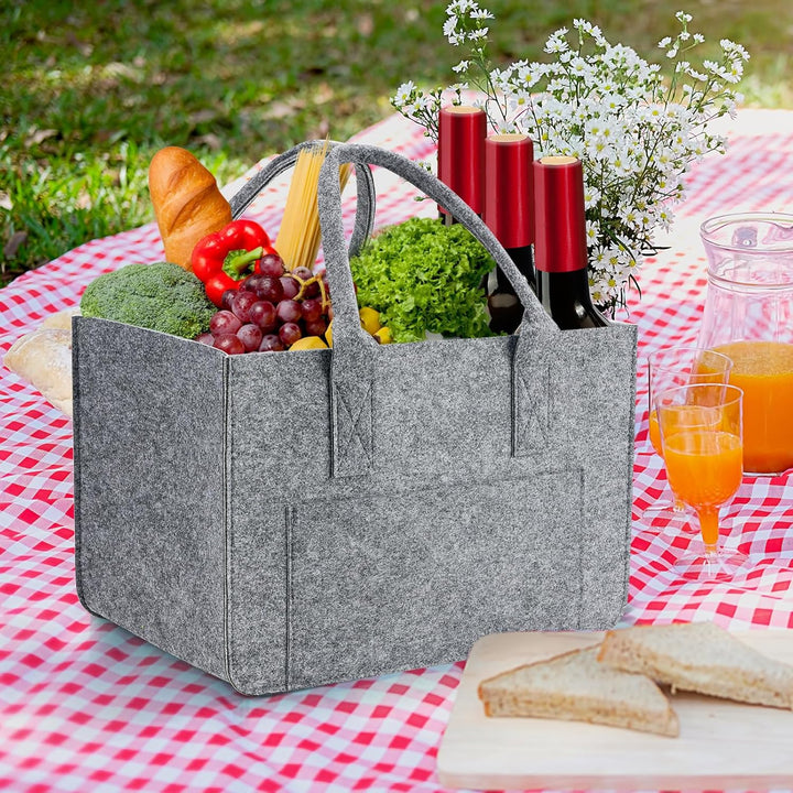 Eurhomewit Filztasche Einkaufstasche mit Fächern, Filztasche Gross 30L Faltbar und Robust Filz Einka