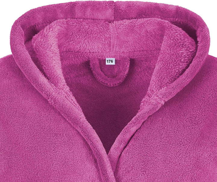 Kinder Bademantel Kuschel Soft Fleece Microfaser mit Kaputze & Taschen Jungen, Mädchen Kinderbademan