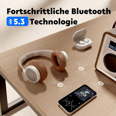 AGPTEK MP3 Player Bluetooth 5.3, 32GB HiFi Sound Musikplayer mit 2,4 Zoll TFT Farbbildschirm, Kopfhö