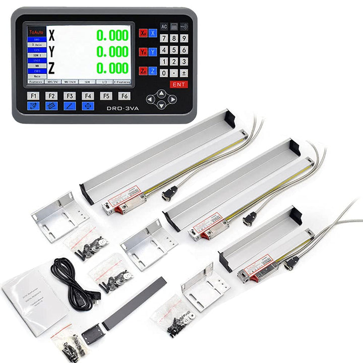 3 Achsen Digitalanzeige-kit mit Linear Massstab Glasmassstab 150mm+250mm+300mm Linearmassstab, DRO 3