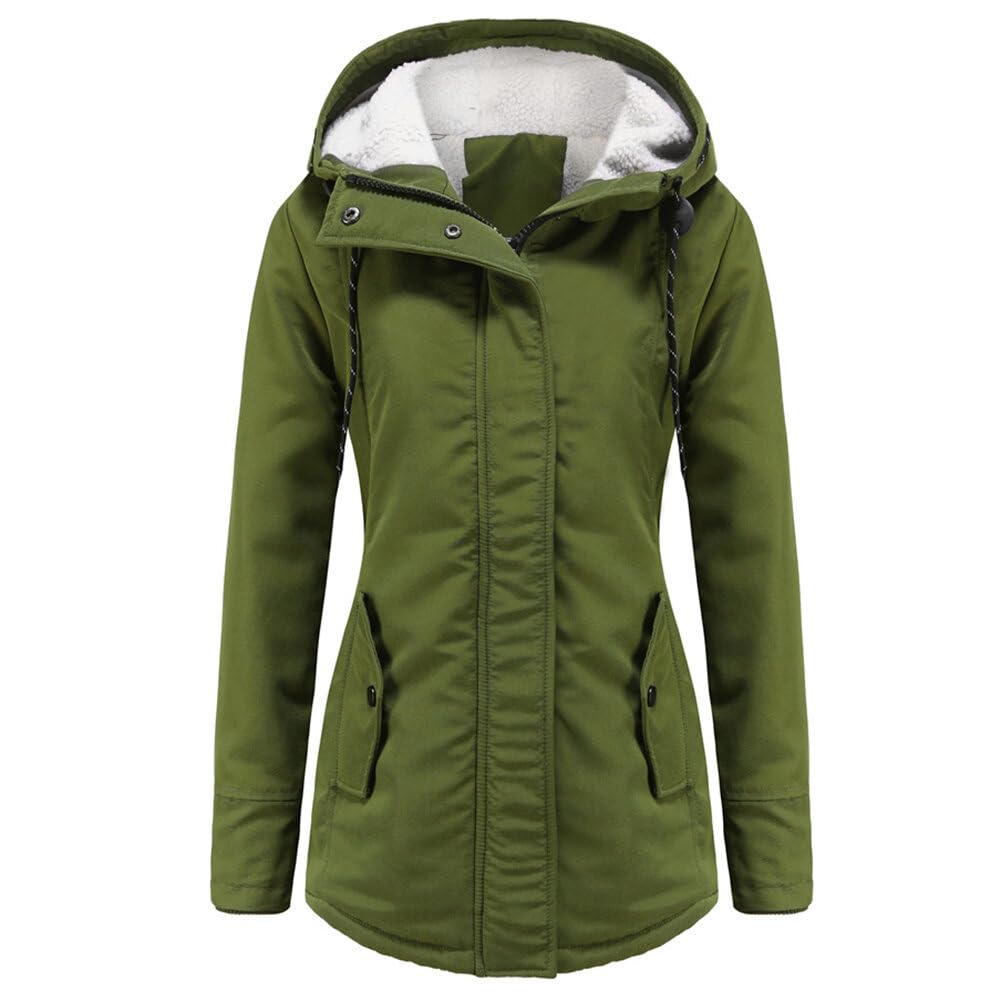 YYNUDA Damen Winterparka Dicker Warm Lang Wintermantel mit Fellkapuze Winter Jacke Outdoor Jacke für