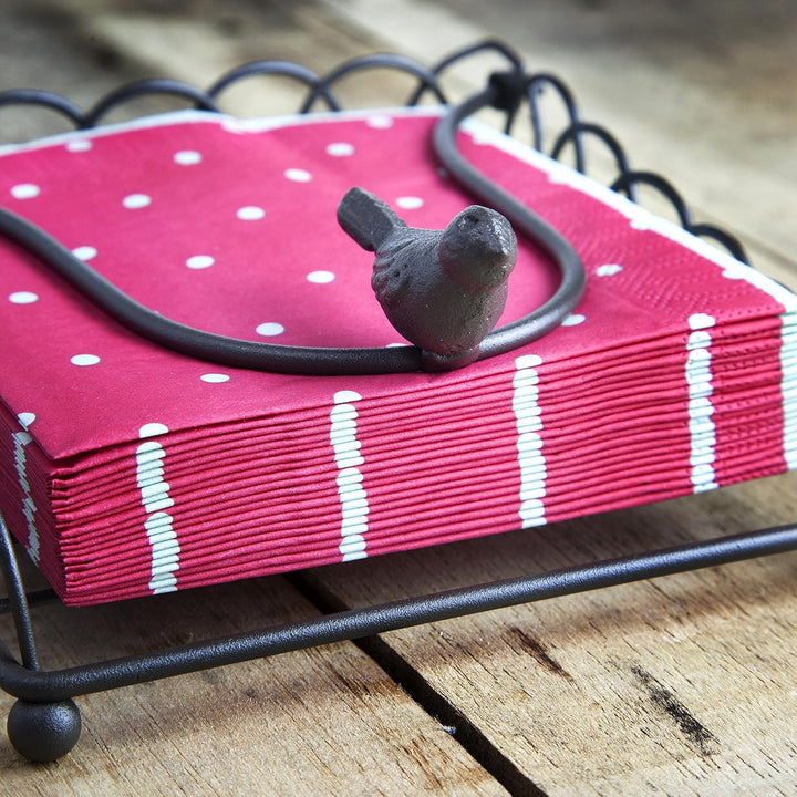 Home33 Accessories „Jasper“ Vogel Design Serviettenhalter schwarz aus Metall- Klein und Gross