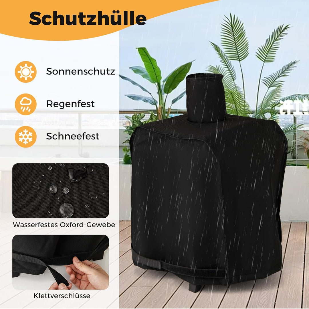 COSTWAY Outdoor Pizzaofen, Pizza Ofen mit Pizzaschaufel, Pizzastein, wasserdichter Abdeckung, Edelst