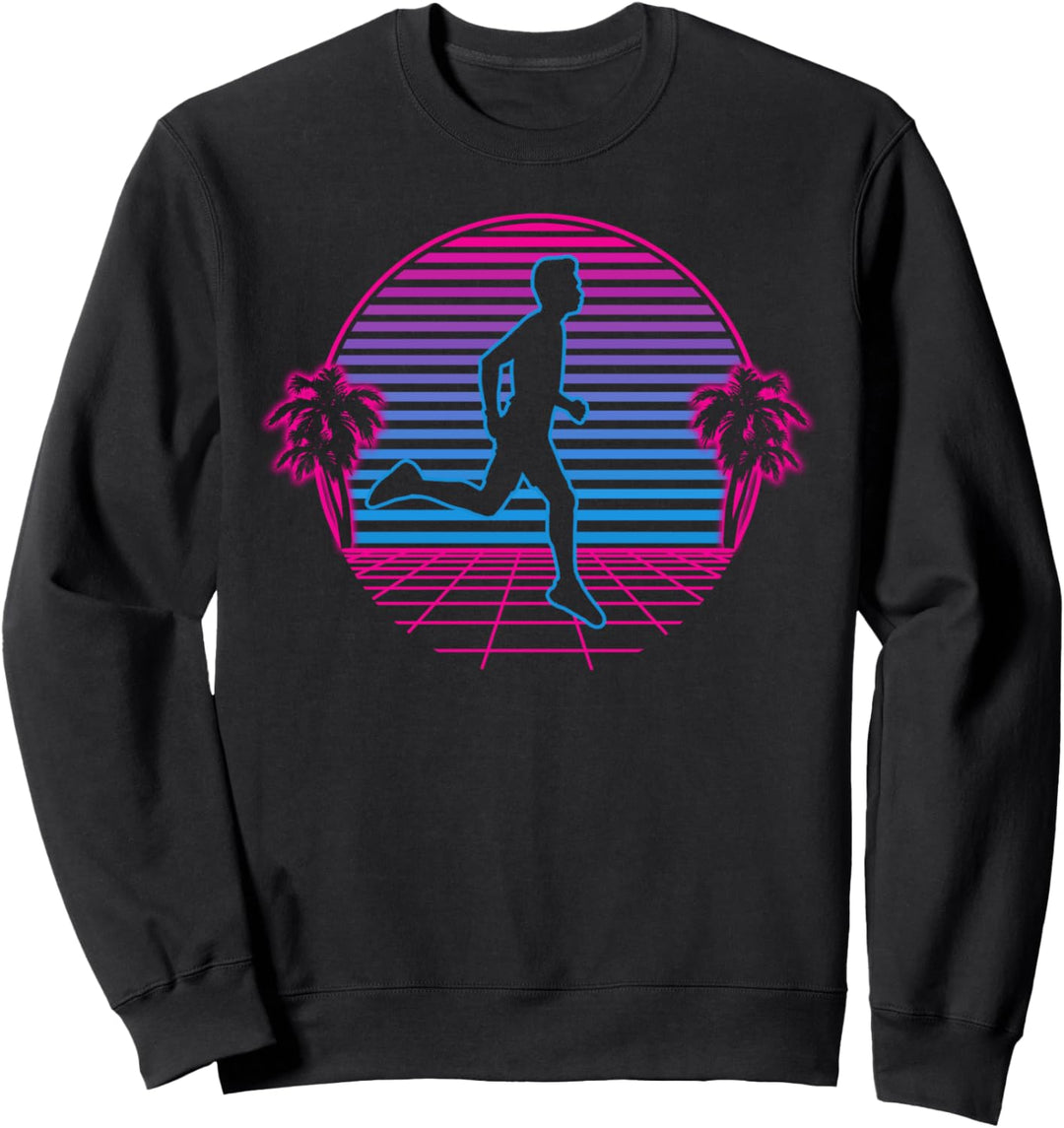 Joggen Jogger Läufer Marathon Retro Vintage Sunset Geschenk Sweatshirt