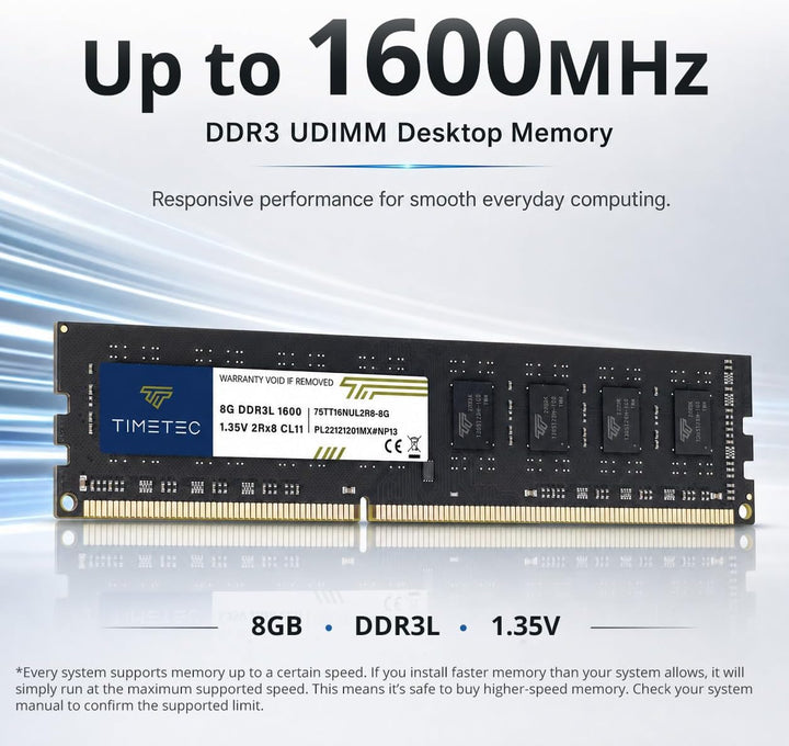 Timetec Premium 32GB KIT(4x8GB) DDR3L / DDR3 1600 MHz (DDR3L-1600) PC3L-12800 / PC3-12800 Non-ECC Un