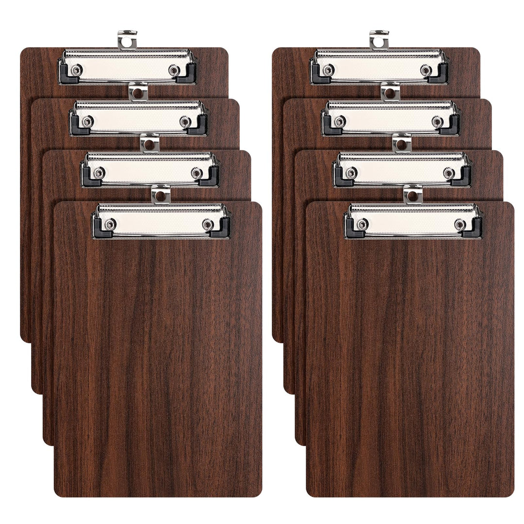 (8 Stück) Klemmbrett Holz A5,Schreibbrett Klemmbretter mit Metalklemme und Aufhängeose, Clipboard Sc