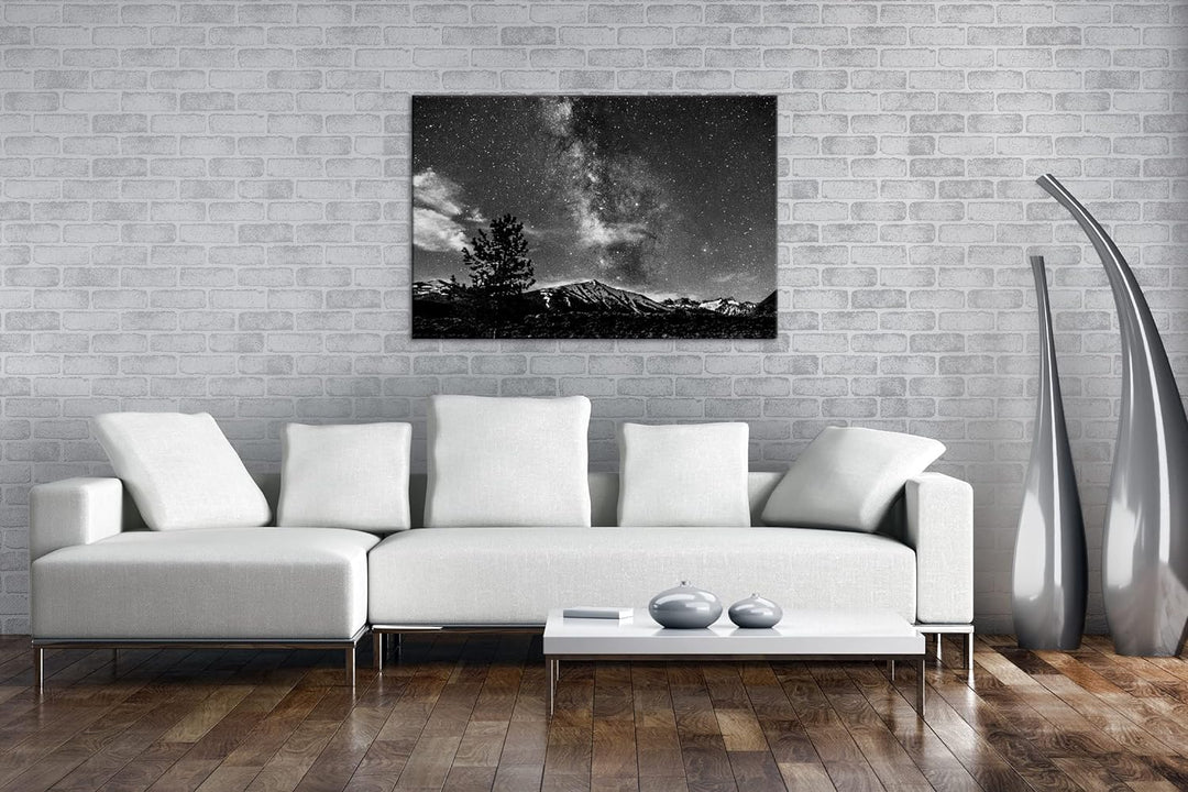 deyoli hellerleuchtete Milchstrasse am Nachthimmel Effekt: Schwarz&Weiss, Format: 80x60 als Leinwand